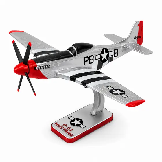 P-51 Mustang Kit para Montagem com Base Expositora | Avião Colecionável