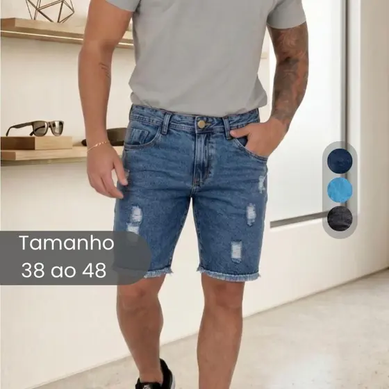 Bermuda Jeans Masculina Modelo Jogador Premium