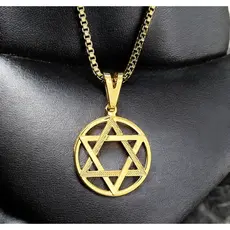 Cordão Masculino Com Pingente Estrela de Davi Banhado a Ouro 18K Corrente Veneziana Masculino correntinha masculina Bara