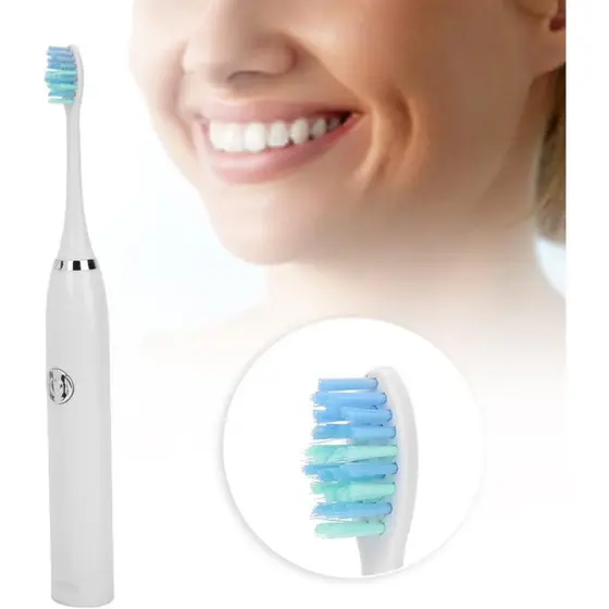 Escova De Dentes Elétrica Recarregável com Refil em ABS 2 escovas de dentes Limpeza Prática