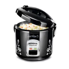 Panela de Arroz Elétrica Mondial 5 Xícaras NPE-08 127V ou 220V Antiaderente com Cozimento a Vapor Preta