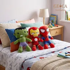 kit 3 Pelúcia Bordada Super-heróis Homem-Aranha | Homem de Ferro | Hulk