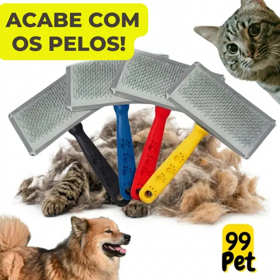 Rasqueadeira Escova para Cachorro Gato Pet Cabo Plástico Cerdas Grandes Desembaraçador Massageador