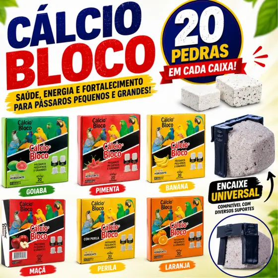 Caixa c/ 20 Pedras de Calcio para Passaros 8 sabores variados pedra cálcio