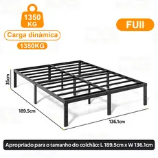 Cama de Solteiro Estrado de Metal Dobrável Capacidade 1350KG Fácil De Instalar Ripas de Aço Queen O17