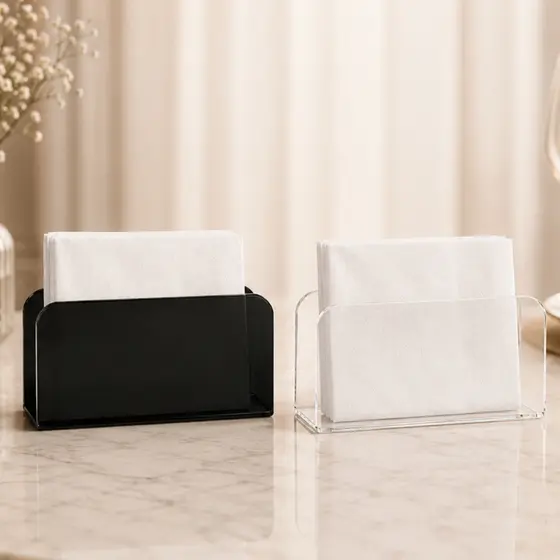 Kit Porta Guardanapo Acrílico Suporte Mesa 3mm Premium 10 ou 15 Unidades Restaurante Mesa Cozinha