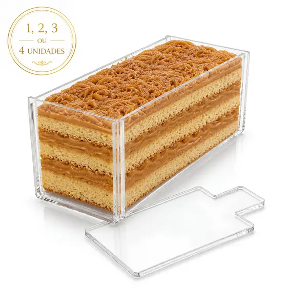 Formas Slice Cake Retangular em Acrílico Para Bolo 30x10x10cm Confeitaria Fatias Perfeitas Premium
