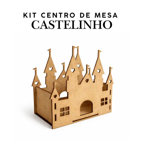 Kit Centro De Mesa Castelinho Decorativo Em MDF Cru Decoração Aniversário