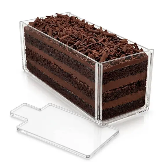 Formas Retangular Slice Cake em Acrílico Para Bolo 30x10x10 Confeitaria Fatias Perfeitas Molde