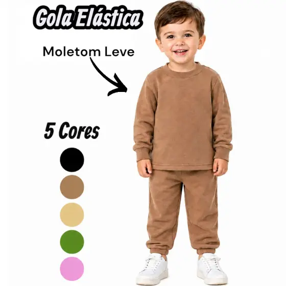 Conjunto 2 peças Infantil unisex de Moletom pelúciada e com elásticos frio básico