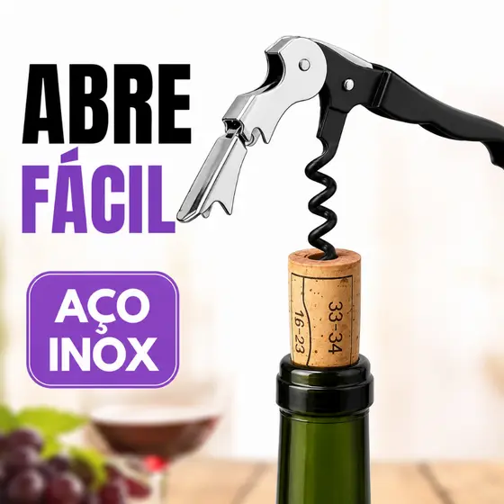Saca Rolhas 3 Em 1 Abridor De Garrafa Vinho Reforçado Articulado Premium Alta Qualidade