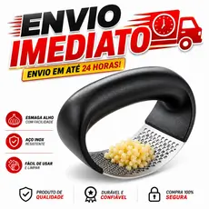 Amassador Espremedor Triturador de Alho em Aço Inox Premium Manual Cozinha Restaurante