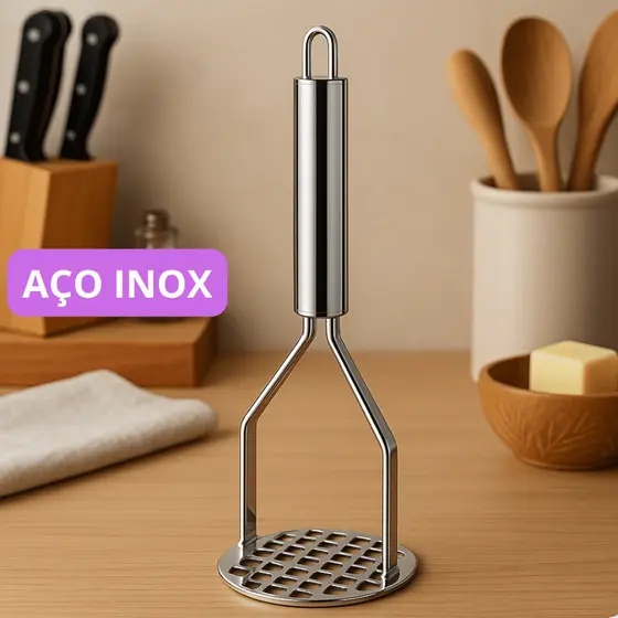 Amassador de Batata em Aço Inox Premium – Ideal para Batatas, Legumes e Purês Cozinha Restaurantes
