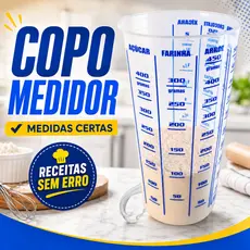 Kit 03 Copo Plástico Graduado Dosador Receitas para Cozinha Copo Medidor 500ML Azul e Cristal