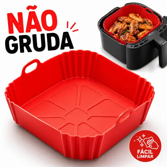 Formas Silicone Quadrada 21CM Assadeira 17CM Air Fryer Forno Forma Fritadeira Alça Microondas