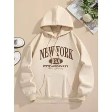 Moletom Feminino New York Blusa de frio Flanelado Com Bolso Capuz Algodao Premium