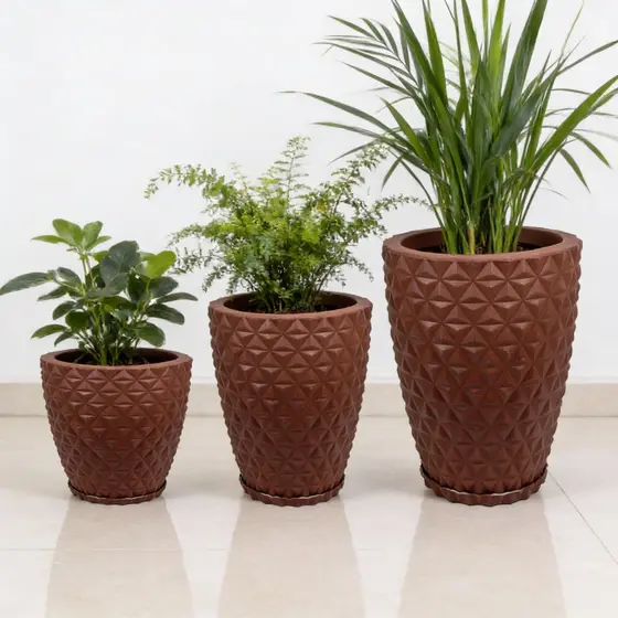 Vaso Grande de Plantas Polietileno Diamante com Prato Coletor – Varanda e Casa