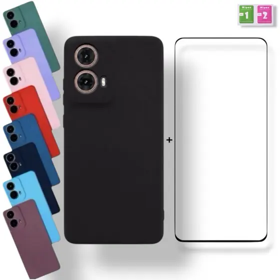 Kit Capa + Película Compatível Com Motorola Moto G35 Capinha Anti Impacto Aveludada Proteção Premium