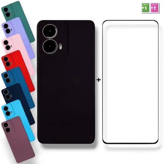 Capa + Película Moto G06 Capinha Aveludada Anti Impacto Motorola Proteção Premium