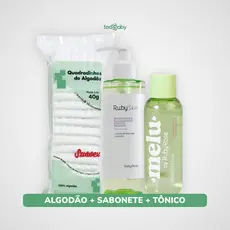 Kit Skincare facial  Ruby Rose® Tônico facial melu + Sabonete para rosto + Algodão Sussex 3 produtos