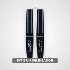 Delineador Líquido Kit 2 Unidades Traço Preciso Ponta Fina Cor Preta Ruby Rose® HB8406