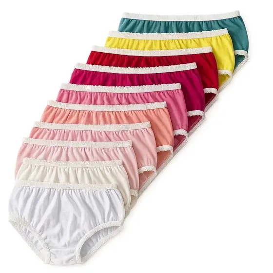 Kit até 10 Calcinhas Moda Infantil Menina Malha Macia Calçolinha Algodão Conforto 1 a 12 Anos Sortidas