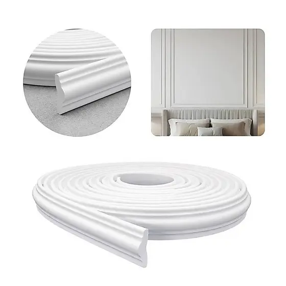 Rodameio EVA Branco 3,8cm x 5m Autoadesivo Frisado Parede Decoração Boiserie Moderno