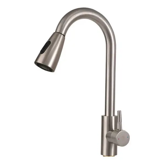 Torneira Gourmet Monocomando Inox 304 Escovada Extensível Pull Down 360° Água Quente e Fria Cozinha