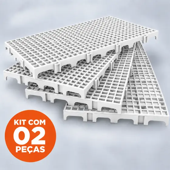 Kit 12 - 8 - 2 Peças Palete Estrado Piso Plástico Modular Montável Branco Resistente Deck 2,5x25x50