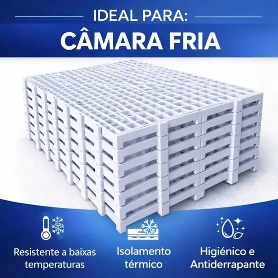 KIT 32 PEÇAS BRANCO Palete Estrado Piso Plástico Modular Branco Câmara Fria Pet Frigorifico Pallet
