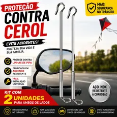 Antena Inox Corta Linha Pipa Retrovisor Moto Kit 2 Proteção Contra Cerol Universal Fixa no Retrovisor da Moto
