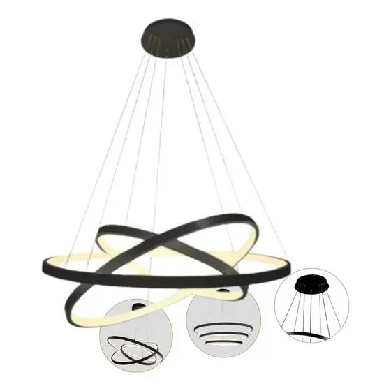 LUSTRE PENDENTE 3 ARCOS PRETO