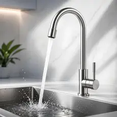 TORNEIRA ESCOVADA TALL 30 CM EM ACO INOX E NUCLEO DA VALCULA EM COBRE