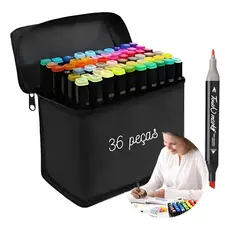 Canetinha Marcadores Profissional 36 Cores Permanente Grossa Touch