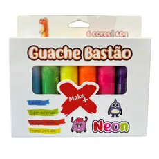 Guache Bastão Make+ Pintura Criativa Com 6 Cores Neon