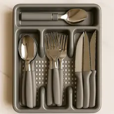 Kit Jogo de Talheres Inox 24 Pecas Com Suporte Gaveteiro Brinde Talher Premium Sortido