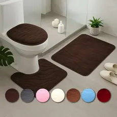 Kit Jogo 3 Peças Tapete Banheiro Premium Toque Macio Peluciado Antiderrapante Várias Cores Estampas