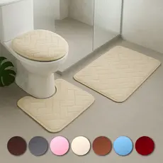Kit Jogo 3 Peças Tapete Banheiro Premium Estampas Toque Macio Peluciado Antiderrapante Várias Cores