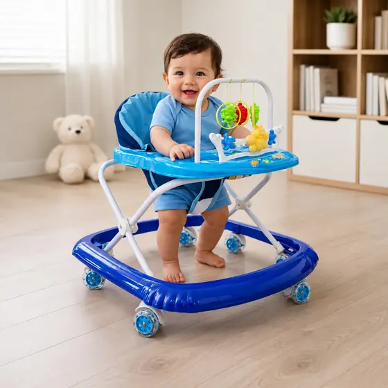Andador Infantil Musical Assento Acolchoado Estimula Coordenação, 12 kg Rodas Silicone