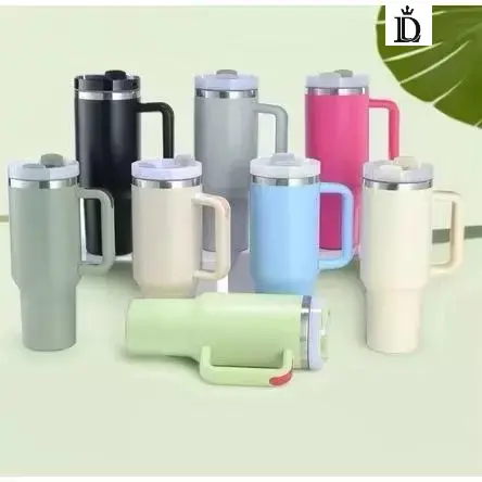 Copo Térmico Inox Alça Flip Straw SEM LOGO com canudo INOX 1200ml Qualidade