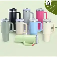 Copo Térmico Inox Alça Flip Straw SEM LOGO com canudo INOX 1200ml Qualidade