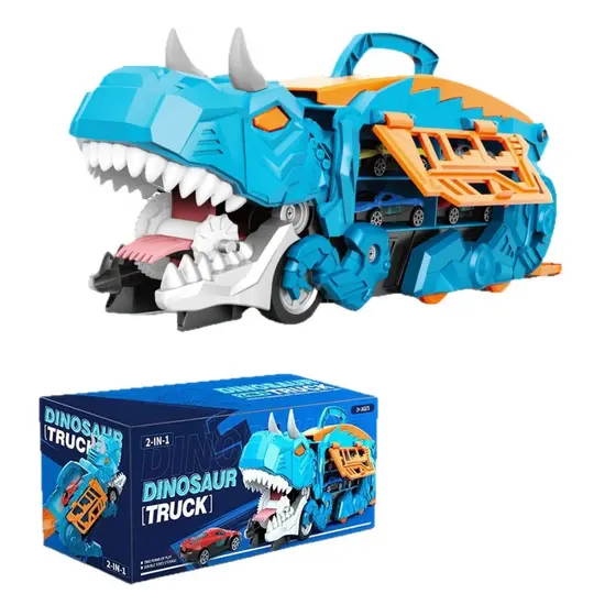 Caminhão Dinossauro que Engole Carros Brinquedo Educativo, Interativo e Presente Infantil com chifre