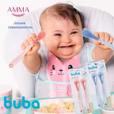 PAR DE COLHERES TERMOSSENSIVEL CORES AZUL E ROSA 2 UNIDADES BUBA Transição Indicador de Temperatura