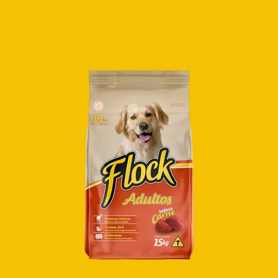 Ração Flock Cães Adultos Sabor Carne 15kg Proteína Animal  Economica Barata envio imediato