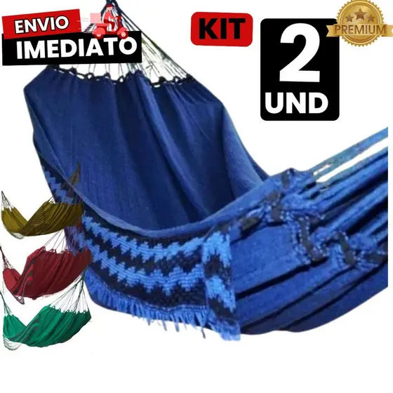 KIT de 2 Redes Casal ou Solteiro Dormir Jeans Descanso Reforçada Confortável Macia Design Elegante Premium