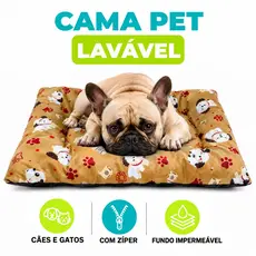 Cama Pet Colchonete para Cães e Gatos – Tapete Resistente com Zíper e Fundo Impermeável