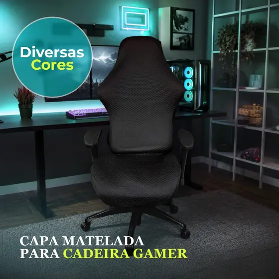 Capa para Cadeira Gamer Luxo Matelada Malha 100% Poliéster Conforto, Proteção e Estilo Premium