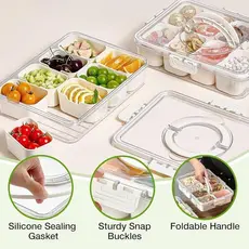 Pote Organizador de Geladeira Hermético com 8 Divisórias – Ideal para Alimentos, Frutas e Verduras