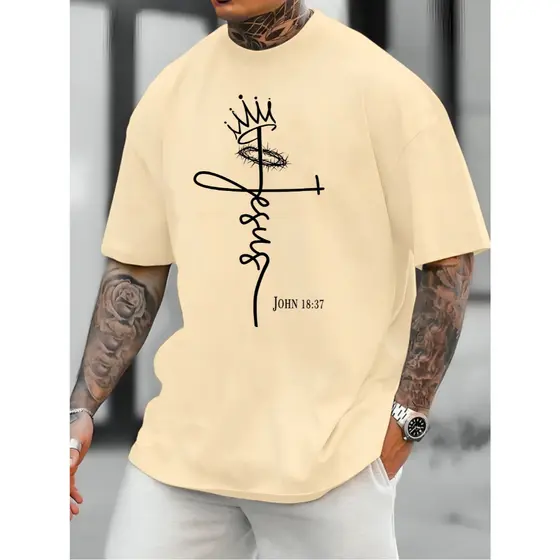 Camiseta Cristã Streetwear JOHN 18:37 Algodão Estampada Camisa Unissex Alta Qualidade Gospel Fé