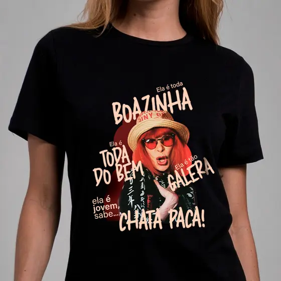 Camiseta ELA É TÃO GALERA Rita Lee CHATA PACA 100% Algodão Unissex MPB Música Popular Brasileira
